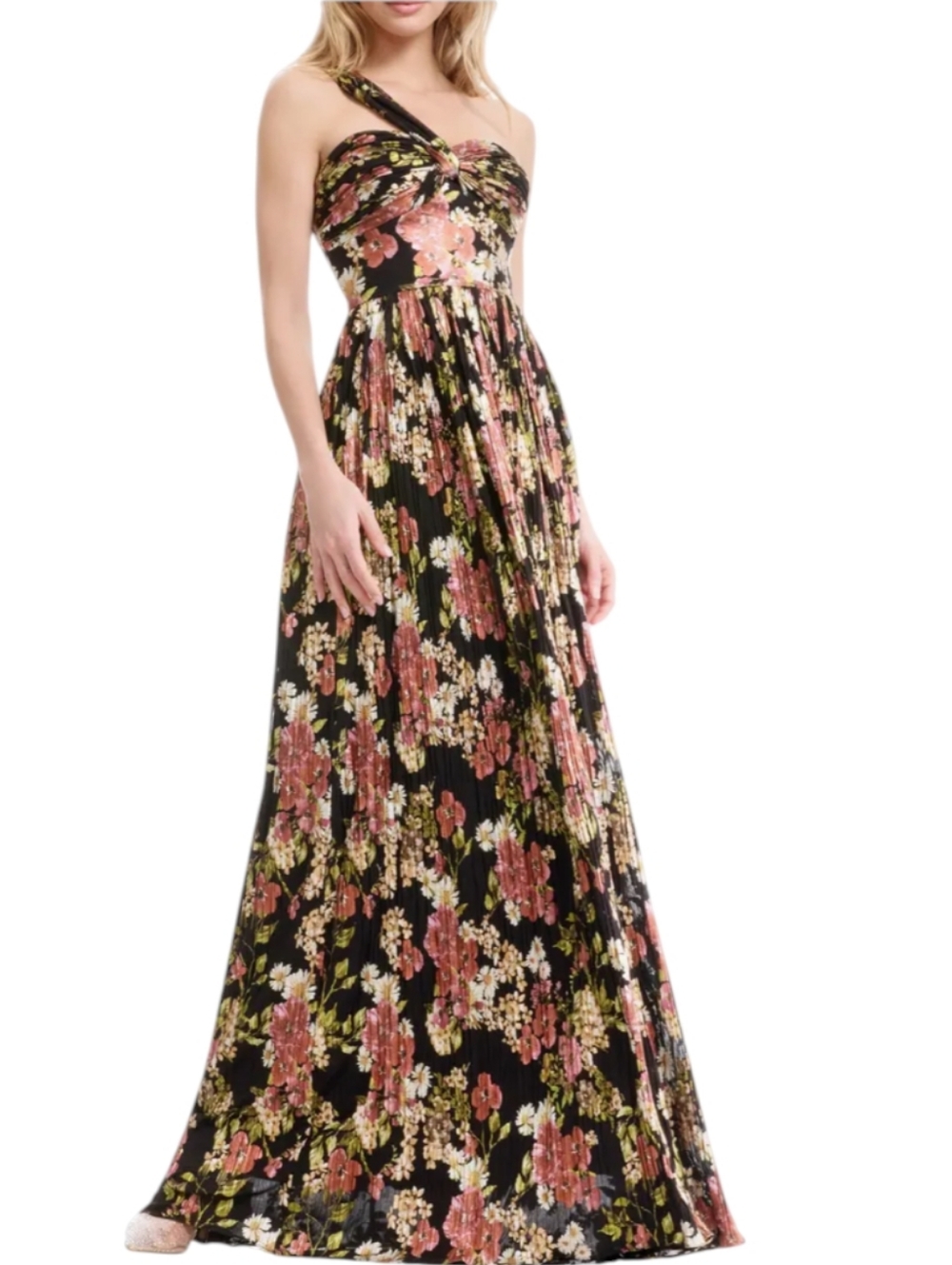Dress The Population Idalia Asymmetric Floral Print Pleated Dress...Size Medium